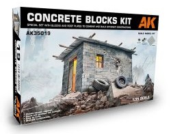 AK35019 AKインタラクティブ 1/35 コンクリートブロック 小屋製作キット