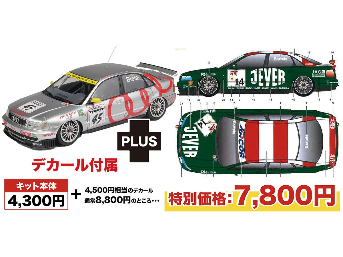 PN24035SK3  1/24 アウディ A4 クワトロ 1996 BTCCチャンピオン 1999 ドイツ スーパーツーリング選手権 イェーヴァーアウディ チームAZK フェニッ