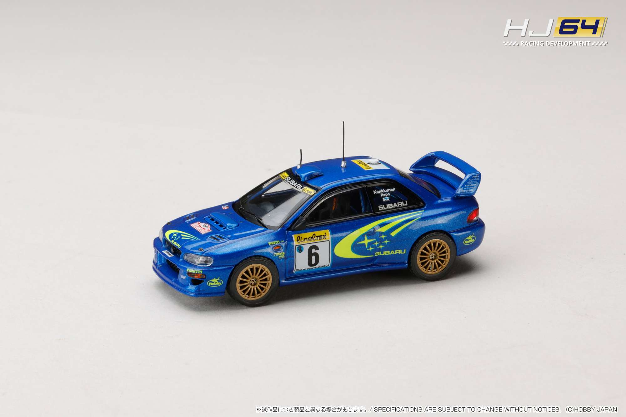 HJR645041B HJ64 1/64 SUBARU IMPREZA WRC 1999 #6 (MONTE CARLO)