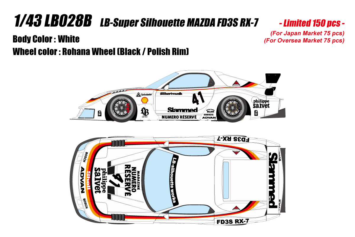 LB028B EIDOLON 1/43 LB-Super Silhouette MAZDA FD3S RX-7 ホワイト