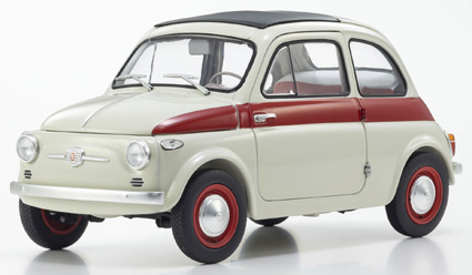 KS08966SLG 京商オリジナル 1/18 フィアット ヌォーバ 500 スポーツ (ライトグレー/レッドライン)