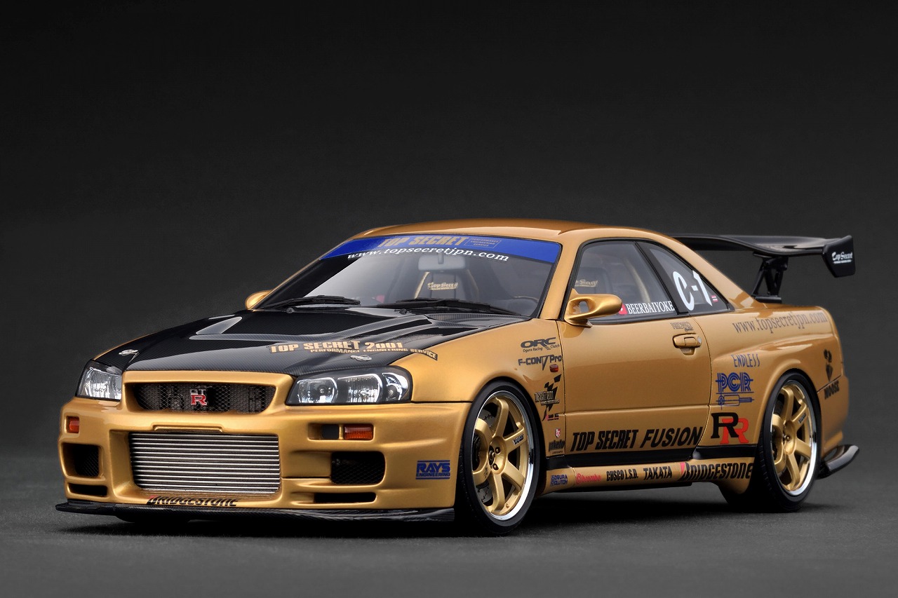 IG3847 IGモデル 1/18 TOP SECRET 34GT-R (BNR34)  Gold