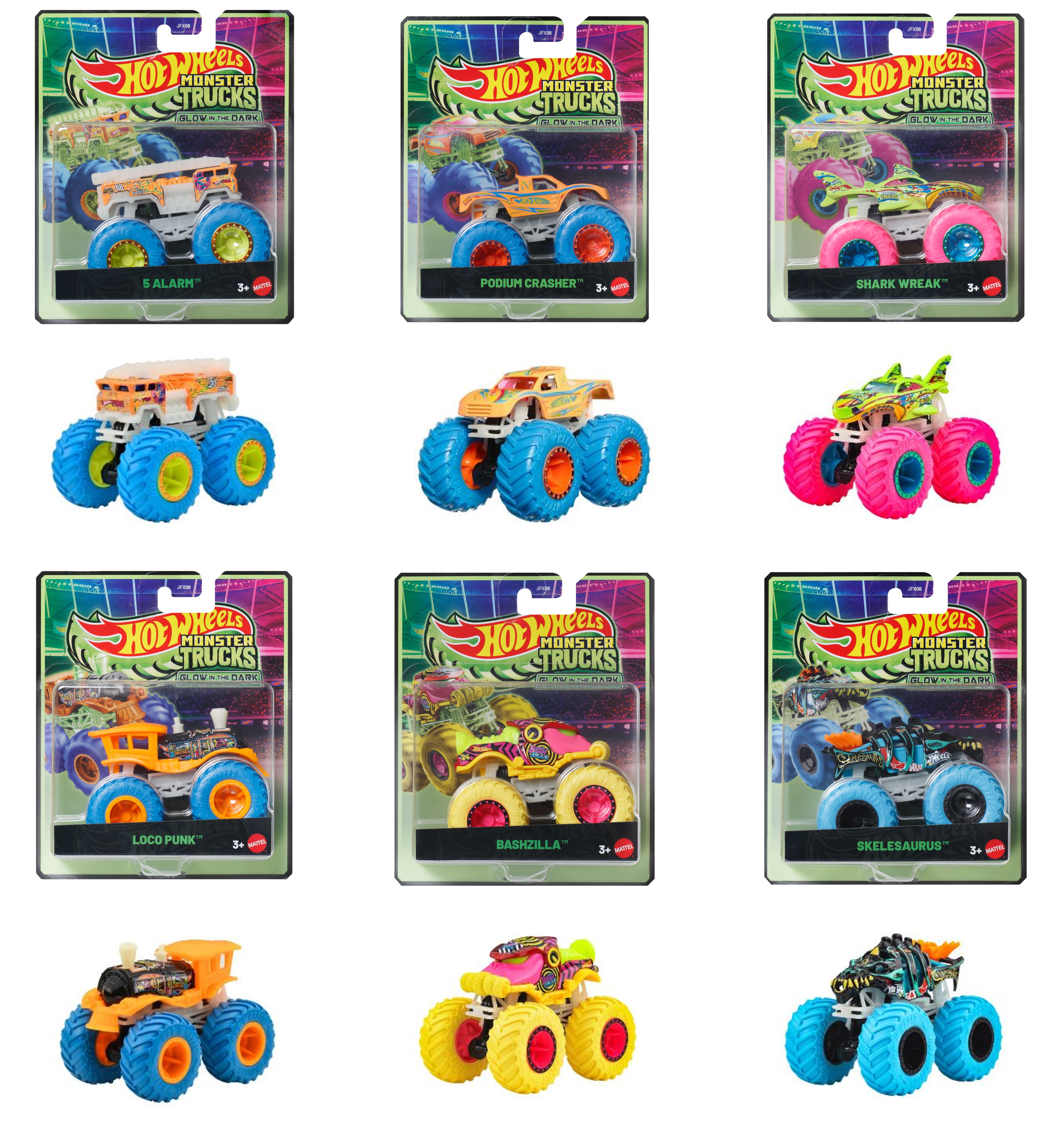JFX08-986E ホットウィール 光る!モンスタートラック アソート (入数:6) 2026年01月発売
