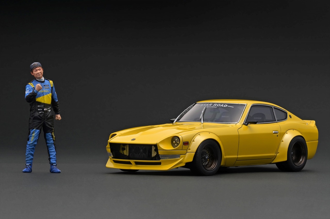 IG3109 IGモデル 1/18 Nissan Fairlady Z (S30) STAR ROAD Yellow Metallic With Mr. Inoue