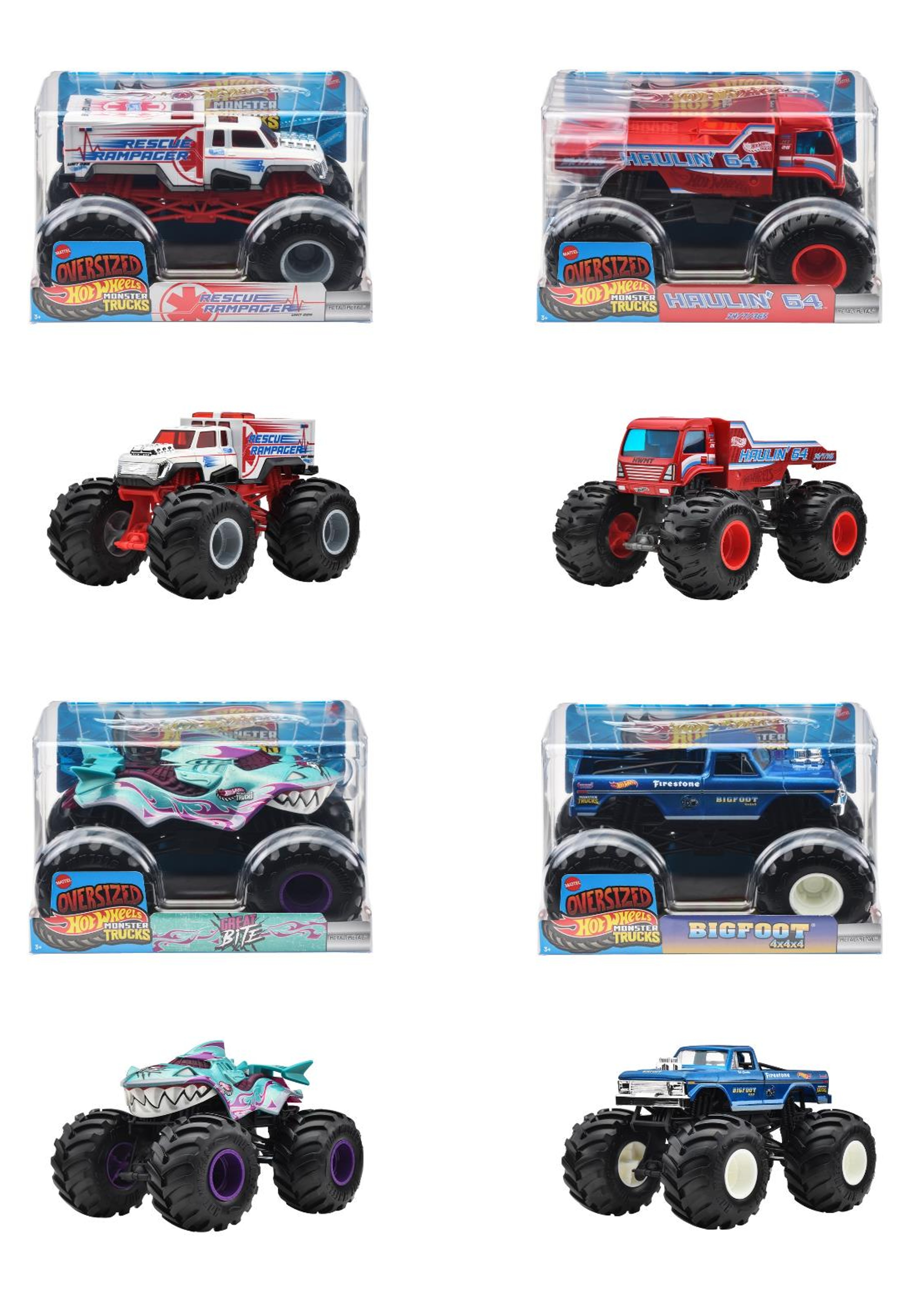 FYJ83-989B ホットウィール モンスタートラック ビッグサイズ アソート (入数:4) 2026年01月発売