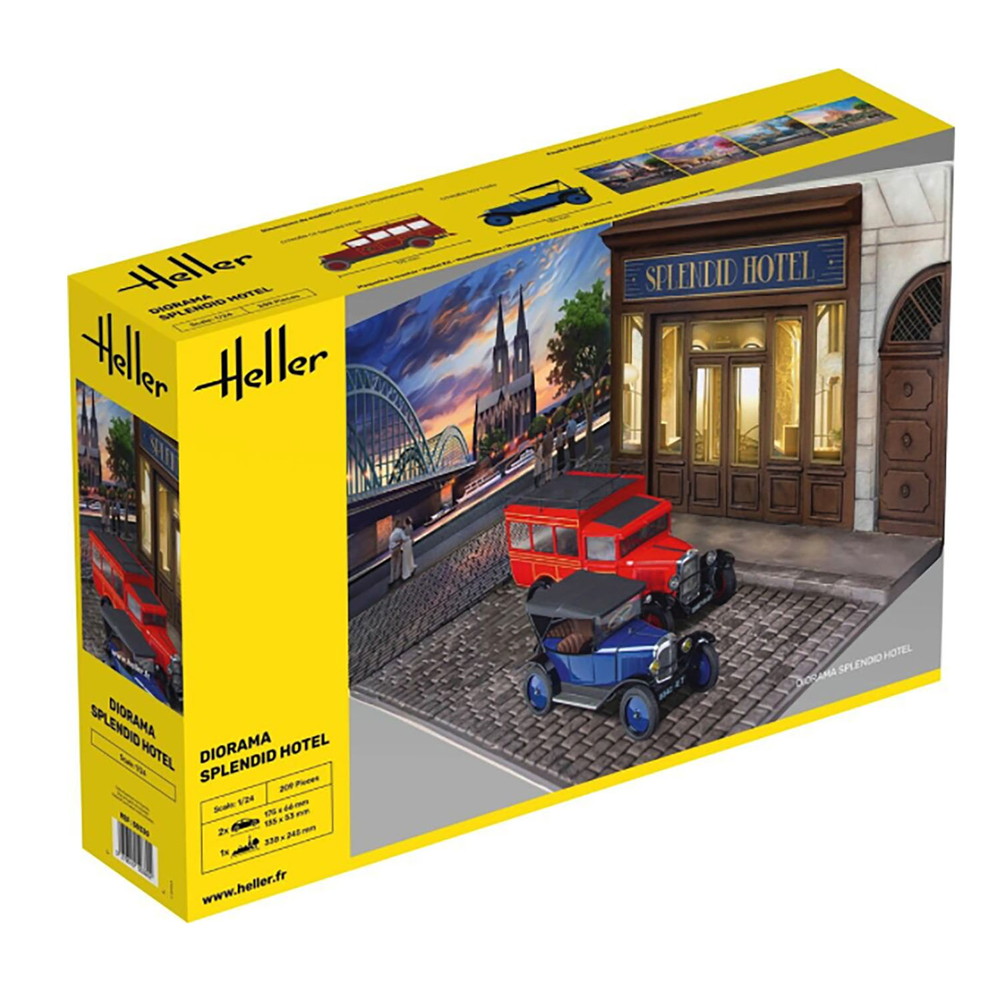 HE50330 エレール 1/24 スプレンディッド ホテル 情景ベース シトロエン5CV & シトロエンC4送迎車付属