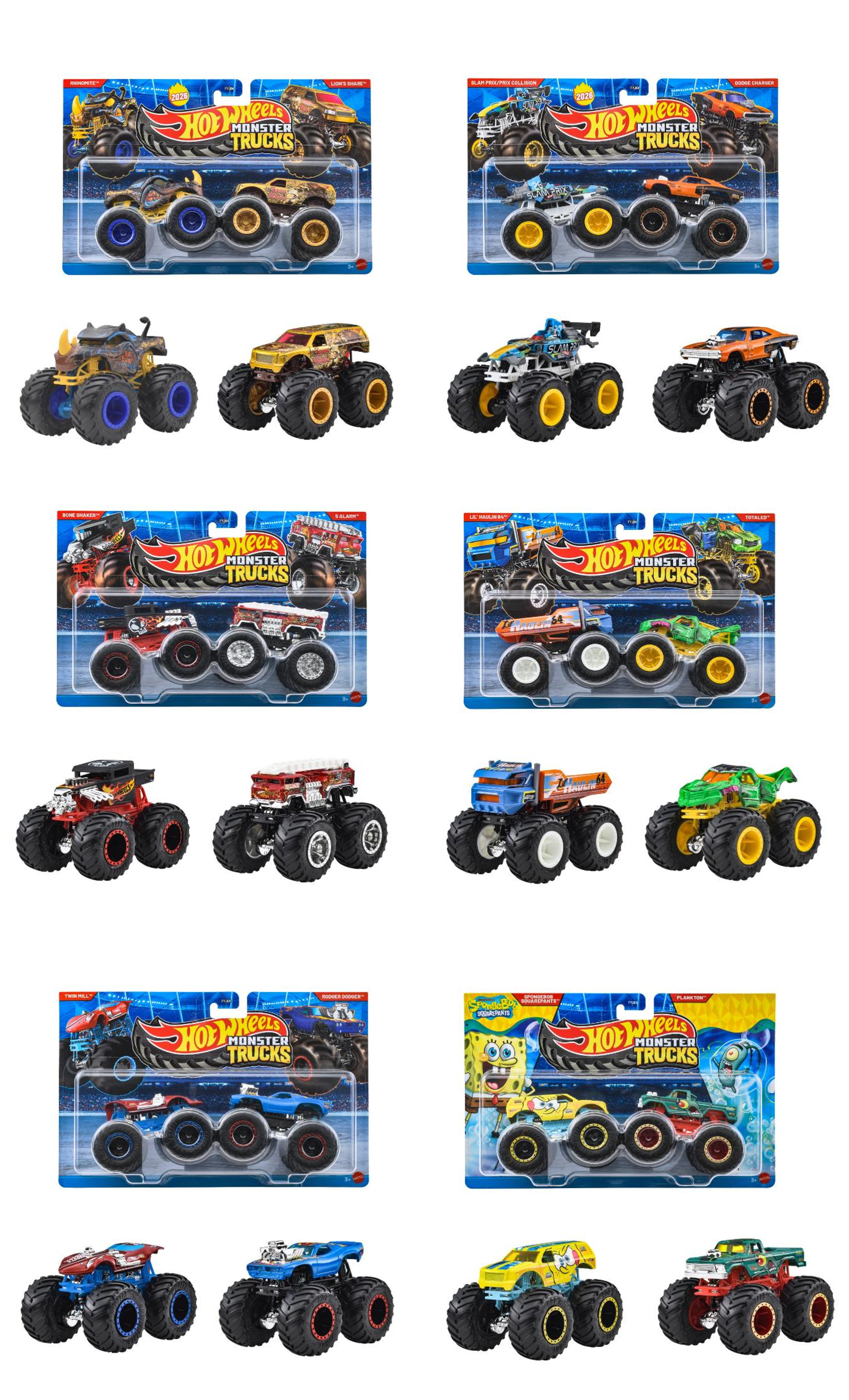 FYJ64-987A ホットウィール モンスタートラック 1/64 2パック アソート (入数:8) 2025年12月発売