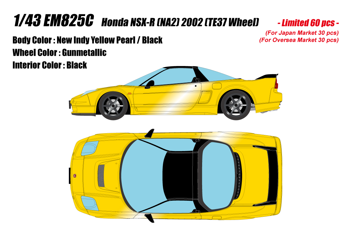 EM825C EIDOLON 1/43 Honda NSX-R (NA2) 2002 (TE37 Wheel) ニューインディイエローパール