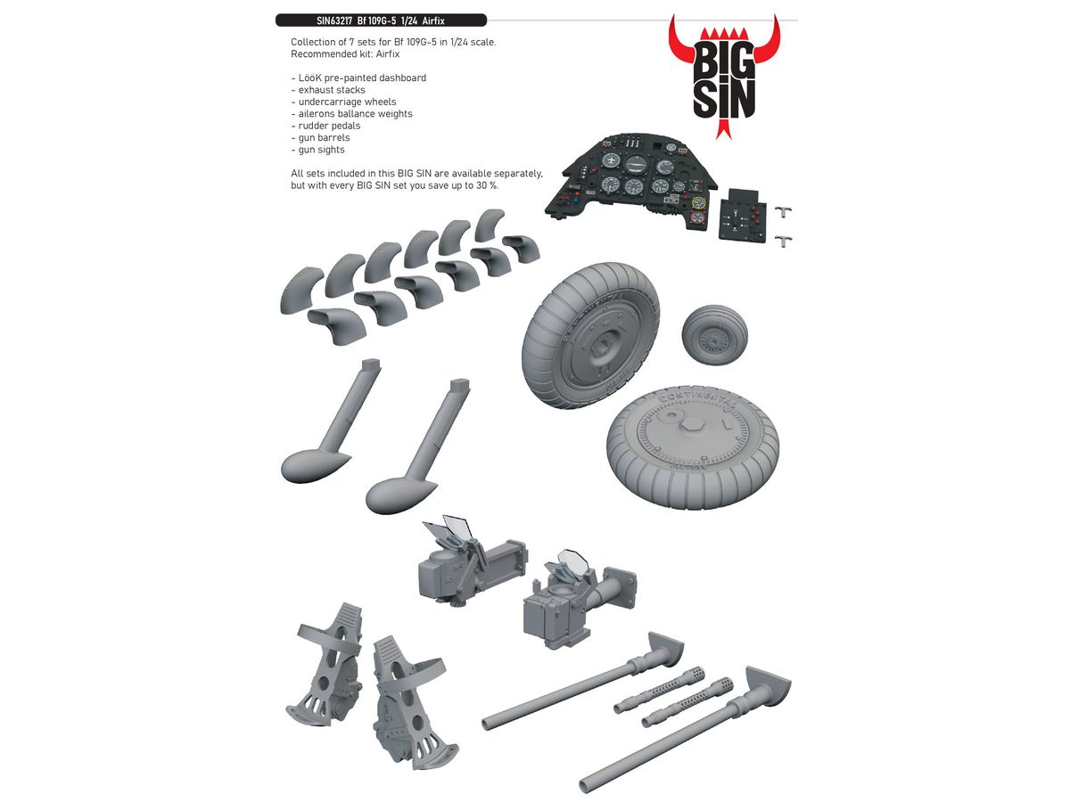 EDUSIN63217 エデュアルド 1/24 Bf109G-5 ビッグシンパーツセット (エアフィックス用)