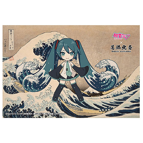 初音ミク×葛飾北斎 iXima ポストカード 神奈川沖波裏 ミニキャラ