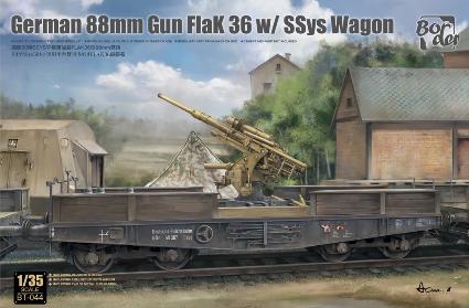 BT044 ボーダーモデル 1/35 ドイツ 88mm砲 Flak36 w/SSys平貨車