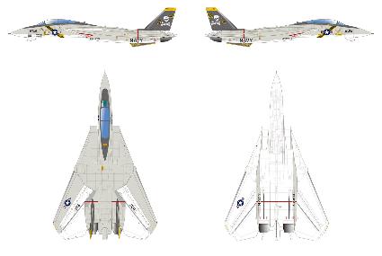 PF-66 プラッツ 1/144 アメリカ海軍 F-14A トムキャット VF-84 ジョリーロジャース & VF-1 ウルフパック 2機セット