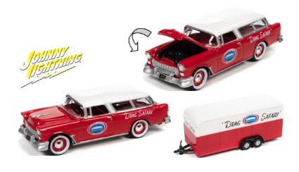 JLSP307A JOHNNY LIGHTNING 1/64 1955 シェビー ノマド & クローズドトレーラー レッド/ホワイト