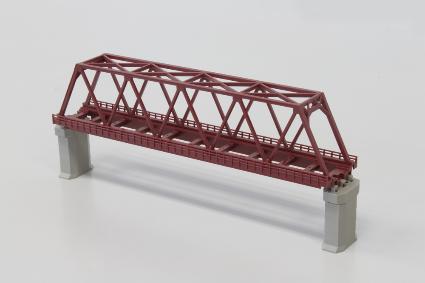 R042 単線トラス鉄橋 220mm(赤・線路無)