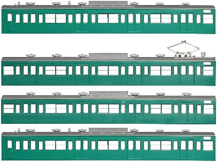 18017 国鉄(JR)103系<低運・非ユニット窓・冷改車・エメラルドグリーン>  基本4両編成ボディキットA