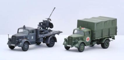 72M-21 1/72 ドイツ軍 3tトラック(迷彩塗装/救護車/対空機銃搭載)