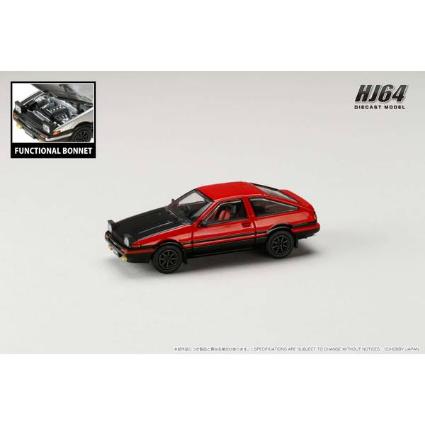 HJ641052BRB HJ64 1/64 Toyota スプリンター トレノ GT APEX (AE86) JDM Style カーボンボンネット レッド/ブラック