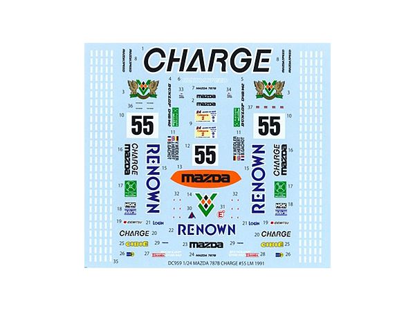 ST27-DC959D 1/24 MAZDA 787B CHARGE #55 LM1991 decal