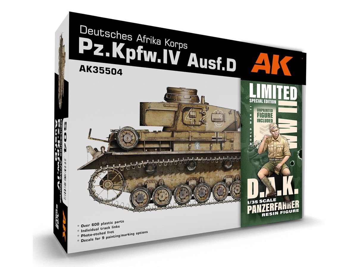 AK35504-A AKインタラクティブ 1/35 WW.II ドイツ軍 IV号戦車 D型 アフリカ軍団仕様 戦車兵フィギュア付属