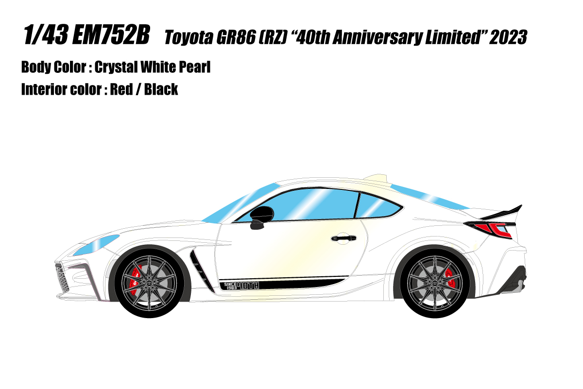 EM752B EIDOLON 1/43 Toyota GR86 RZ '40th Anniversary Limited' 2023 クリスタルホワイトパール