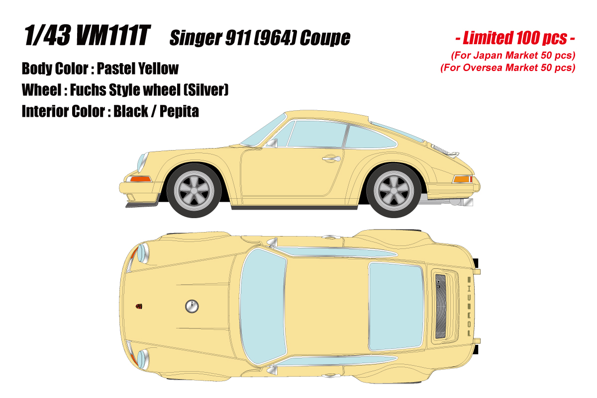 VM111T VISION 1/43 Singer 911 (964) Coupe パステルイエロー