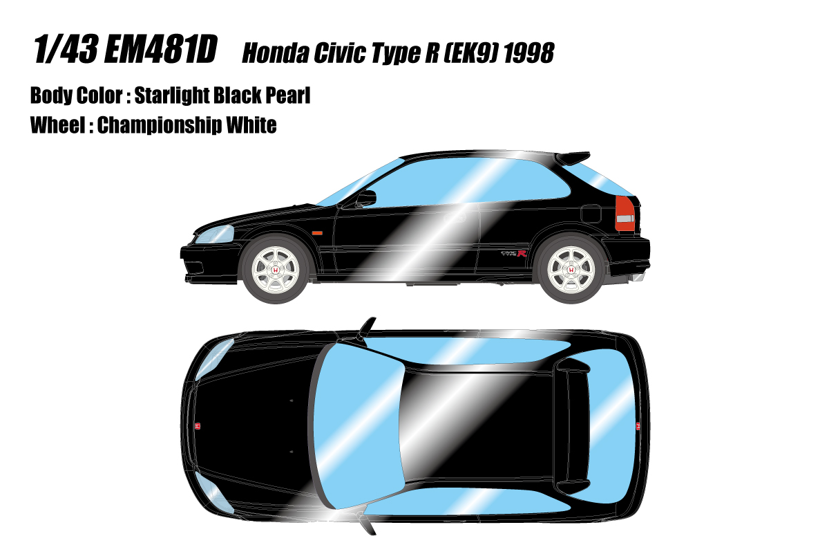 EM481D EIDOLON 1/43 Honda Civic Type R (EK9) 1998 スターライトブラックパール