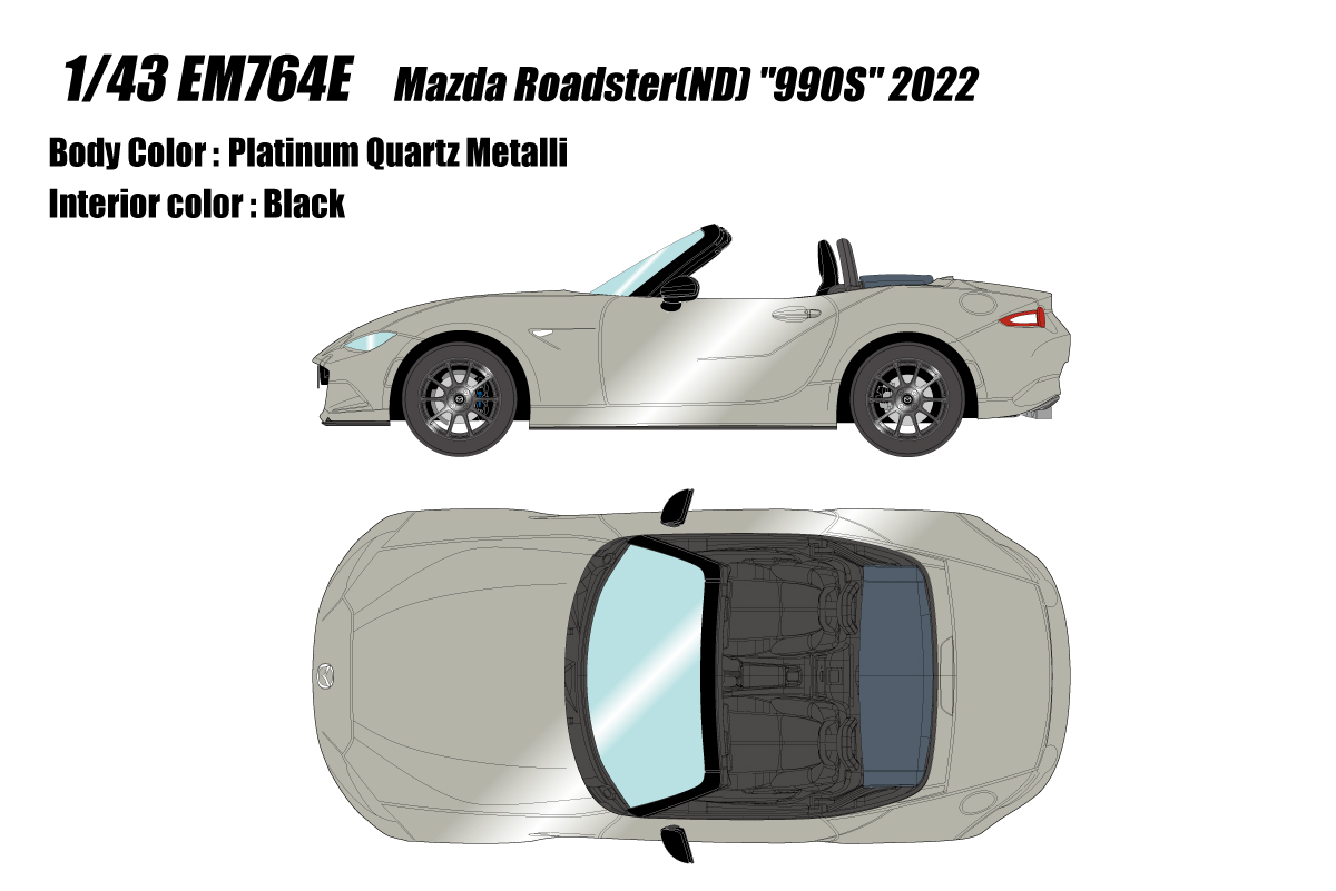 EM764E EIDOLON 1/43 Mazda Roadster (ND) '990S' 2022 プラチナクオーツメタリック