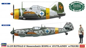 02439 1/72 B-239 バッファロー & メッサーシュミット Bf109G-6 'ユーティライネン'w/フィギュア