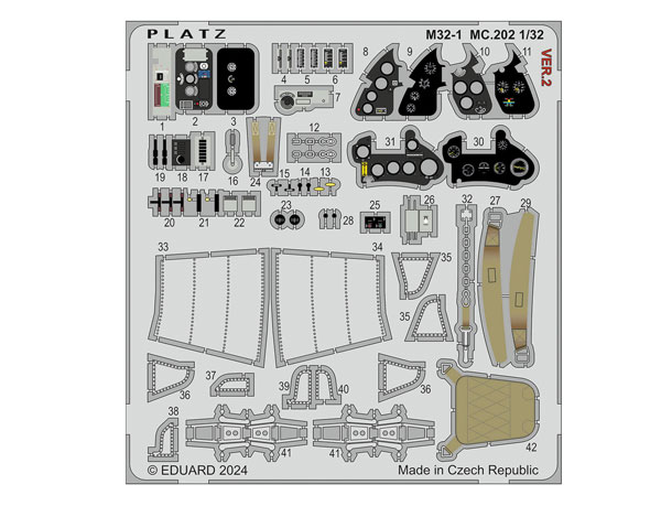 M32-1 プラッツ 1/32 イタリア空軍 マッキ MC.202 フォルゴーレ用 エッチングパーツ