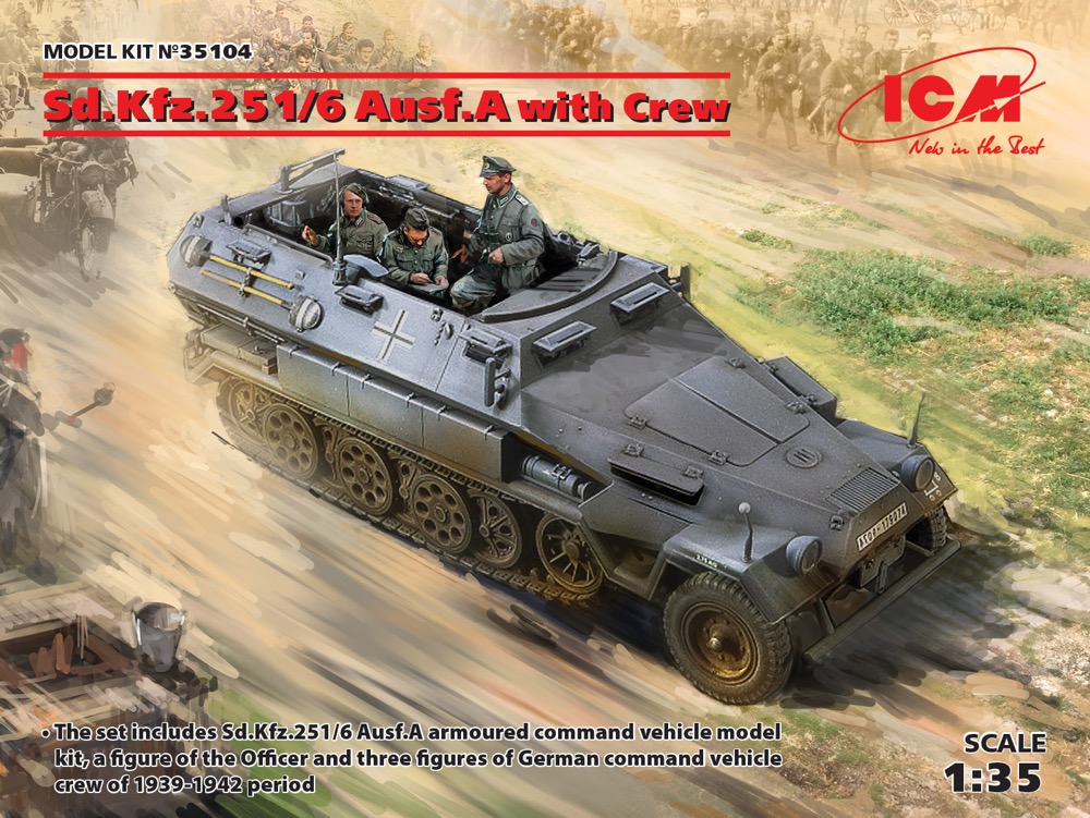 35104 ICM 1/35 ドイツ Sd.Kfz.251/6 Ausf.A 装甲指揮車w/クルー