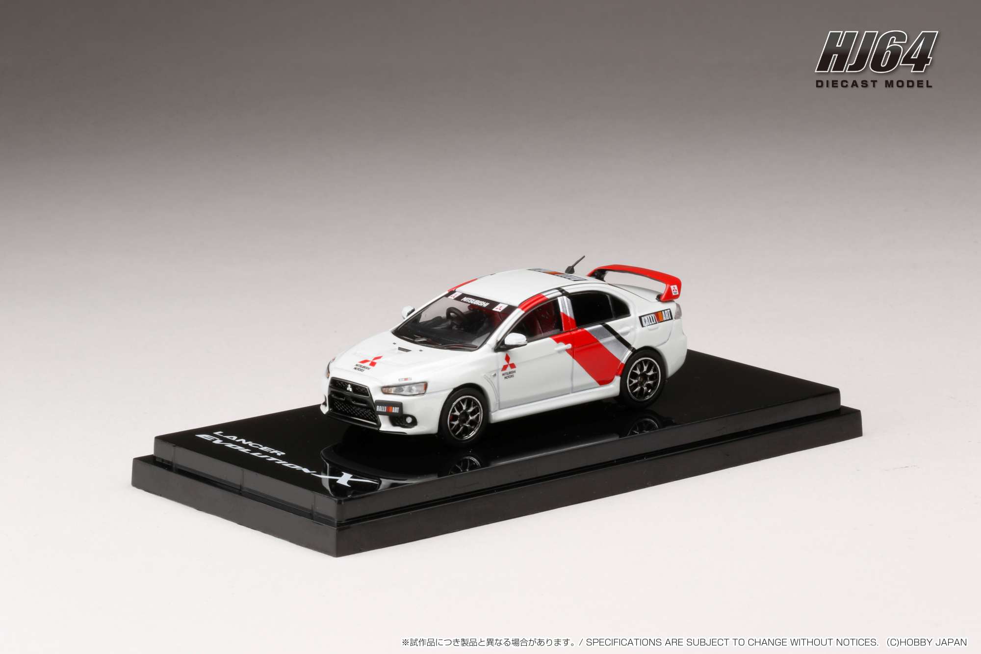 HJ644053RA HJ64 1/64 三菱 LANCER EVOLUTION Ⅹ RALLIART COLOR (WHITE)