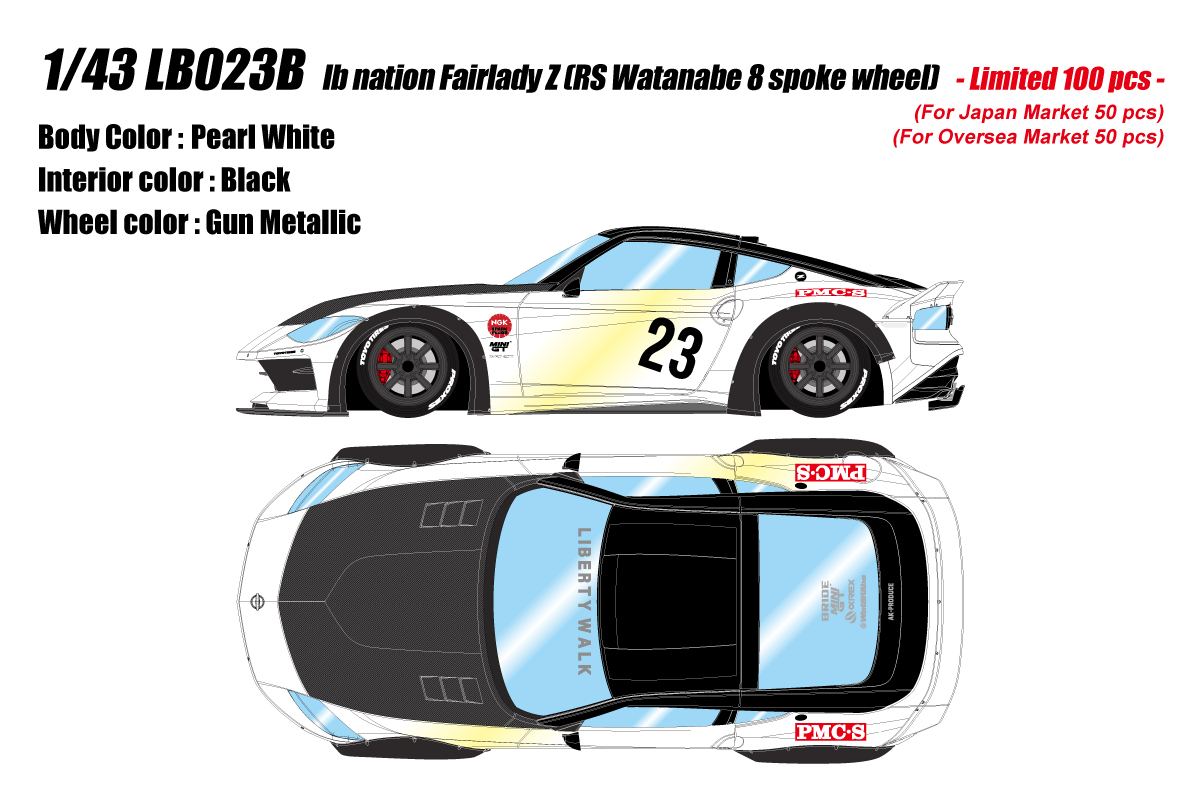 EB023B EIDOLON 1/43 lb nation Fairlady Z(RZ34) (RS Watanabe 8spoke wheel) パールホワイト