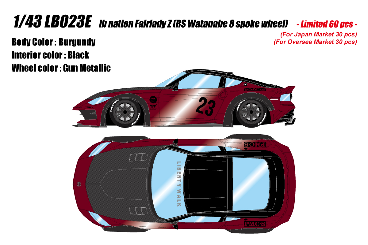 EB023E EIDOLON 1/43 lb nation Fairlady Z(RZ34) (RS Watanabe 8spoke wheel) バーガンディ