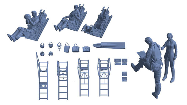 1/72 F-2A/B パイロットプリフライトset 3Dプリンター出力 UVレジン製 ディテールアップパーツ