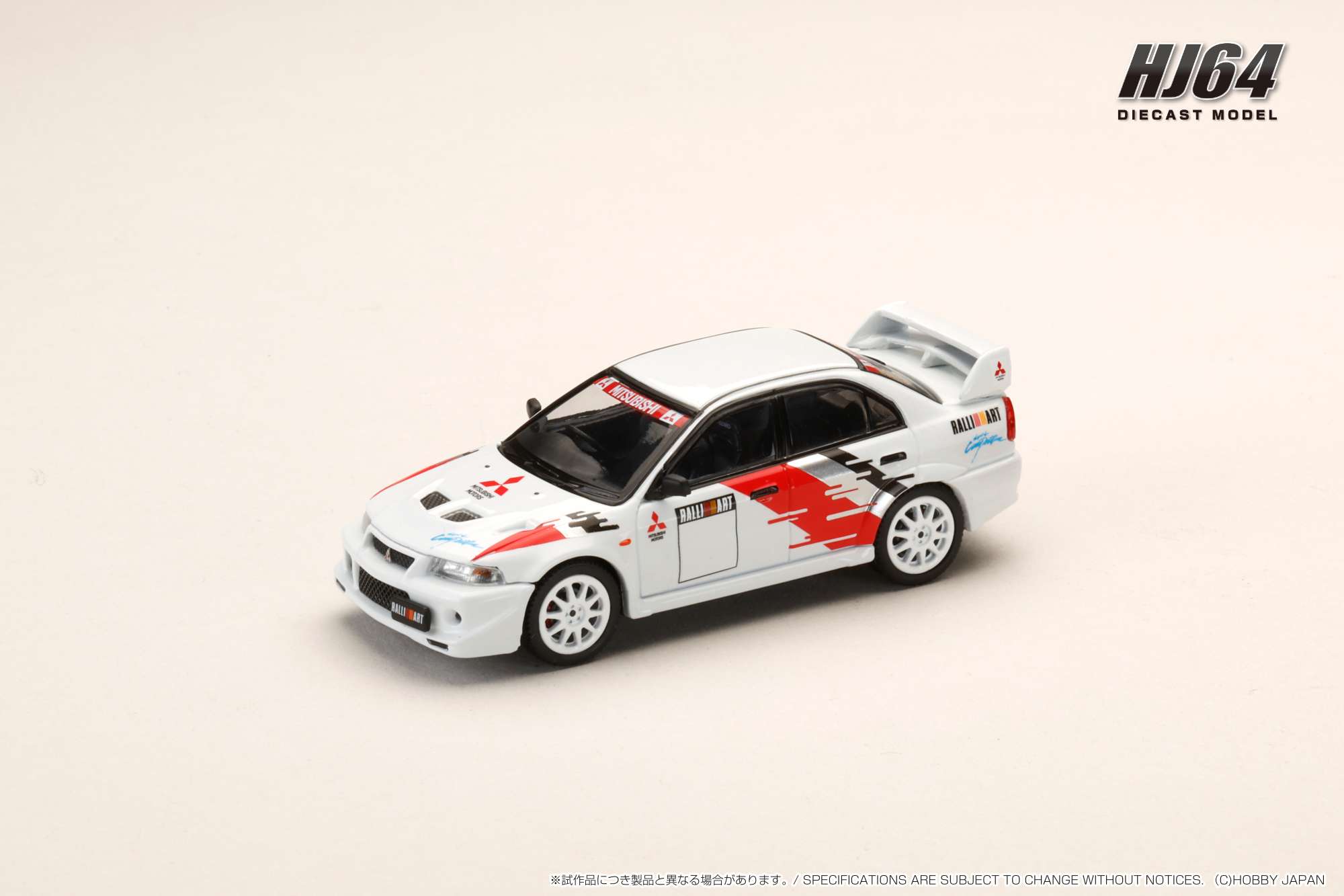 HJ643033RA HJ64 1/64 三菱 LANCER RS EVOLUTION 6 (CP9A)  2000 RALLIART ホワイト