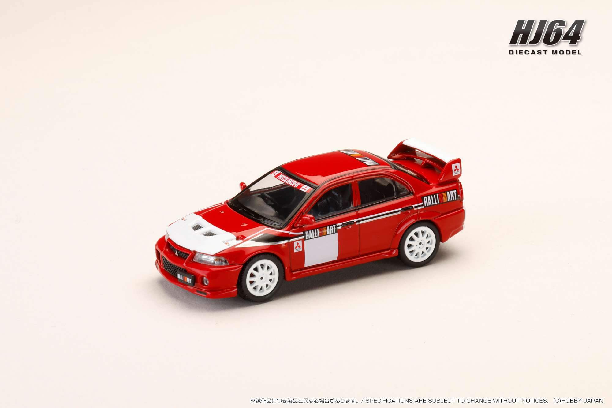 HJ643033RB HJ64 1/64 三菱 LANCER RS EVOLUTION 6 (CP9A)  2000 RALLIART レッド