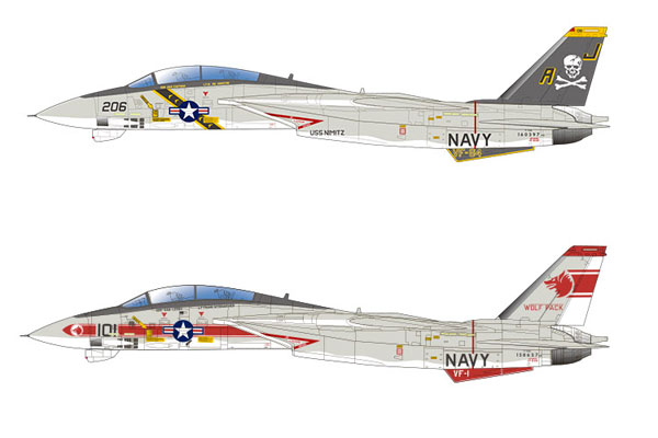PF-66 プラッツ 1/144 アメリカ海軍 F-14A トムキャット VF-84 ジョリーロジャース & VF-1 ウルフパック 2機セット