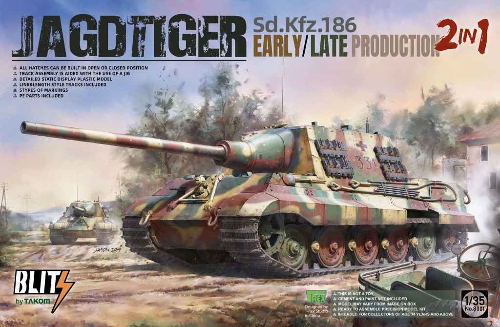 TKOB8001 タコム 1/35 ヤークトティーガーSd.Kfz.186前/後期型2in1