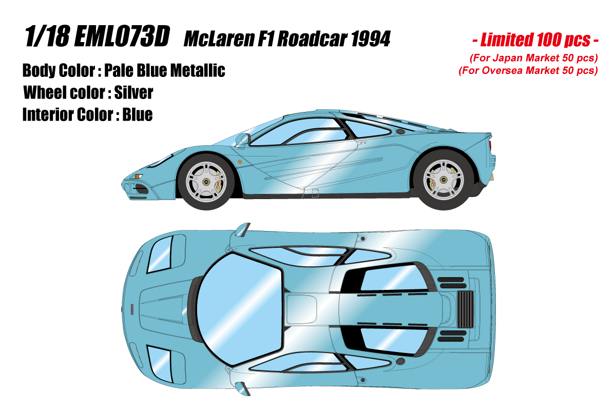 EML073D EIDOLON 1/18 McLaren F1 Roadcar 1994 ペールブルーメタリック