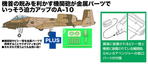 TPA-43 プラッツ 1/48 アメリカ空軍 攻撃機 A-10A サンダーボルトII 空軍予備役 デザート迷彩塗装機 機関砲&ピトー管