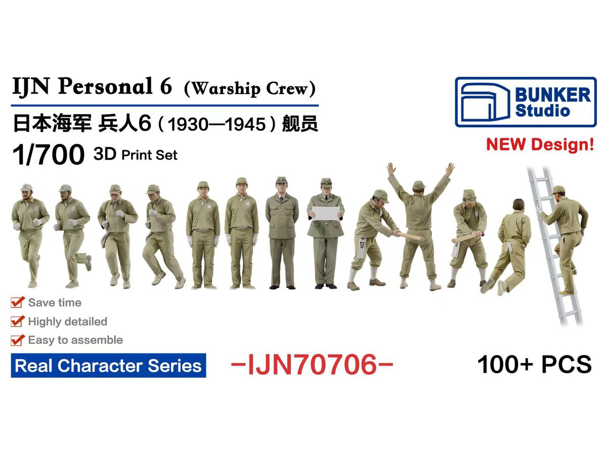 BSTIJN70706 バンカースタジオ 1/700 日本海軍 フィギュアセット 6 (艦船乗組員 1930~1945)