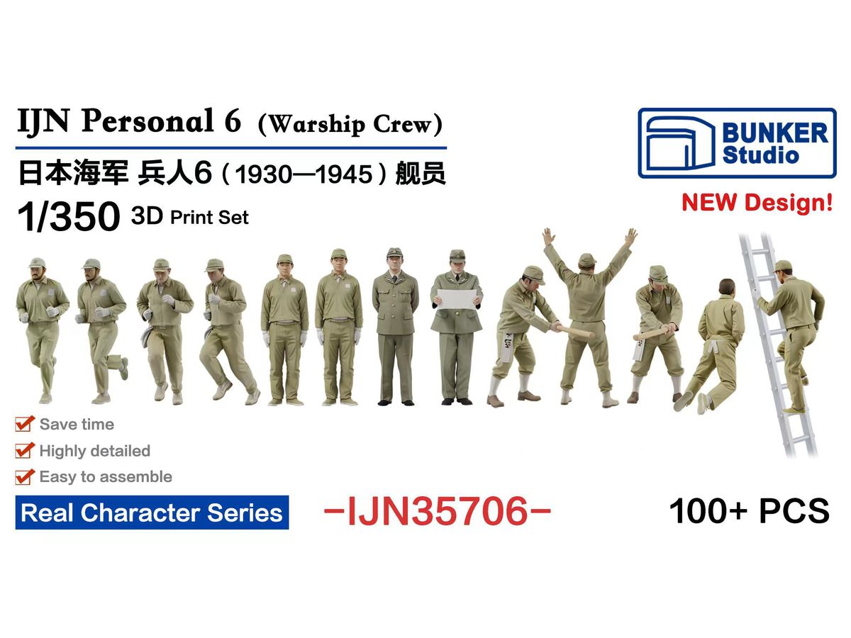 BSTIJN35706 バンカースタジオ 1/350 日本海軍 フィギュアセット 6 (艦船乗組員 1930~1945)
