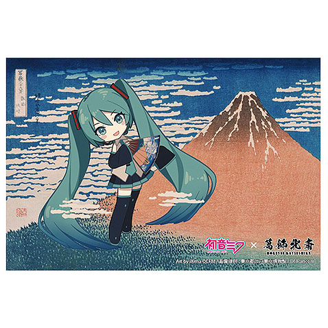 初音ミク×葛飾北斎 iXima ポストカード 凱風快晴 ミニキャラ