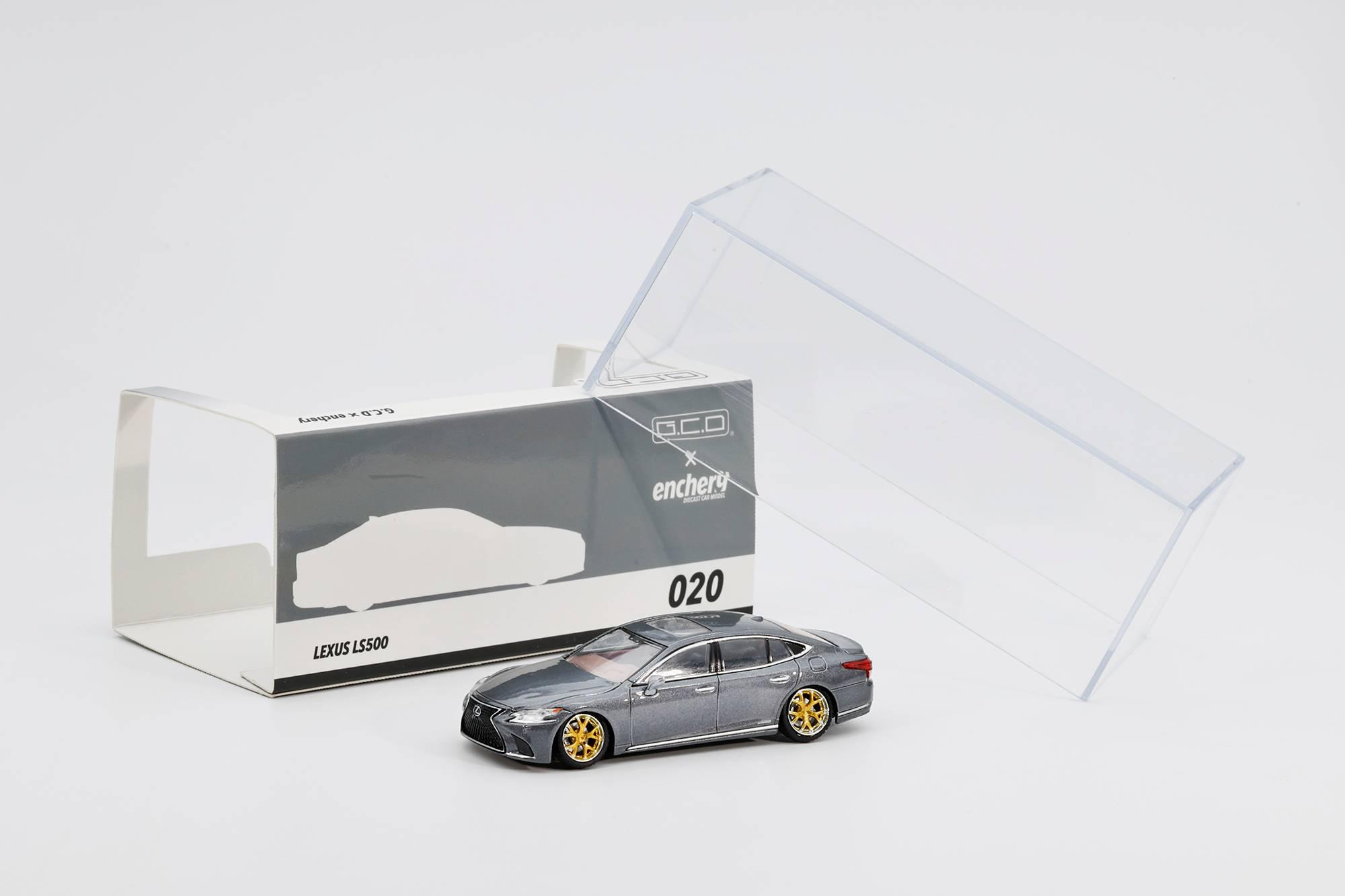 GE-004-20 GCD x enchery 1/64 Lexus LS500(Gray)- Low-riding version -LHD- グレー