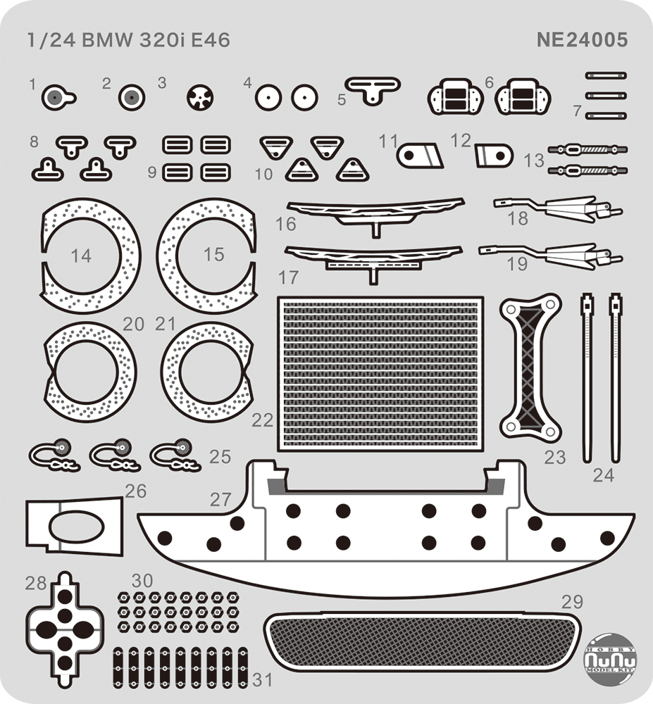 NE24005 NuNu 1/24 BMW 320i E46 DTCCツーリングカーレース2001ウィナー用ディティールアップパーツ