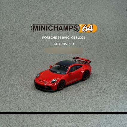 643061010 MINICHAMPS 1/64 Porsche 911 GT3 (992) 2021 - Guards Red