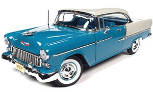 AMM1295 American Muscle 1/18 1955 シェビー ベル エアー ハードトップ  スカイラインブルー/インディアアイボリー