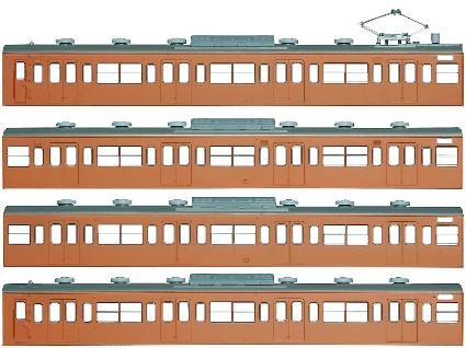 18002 国鉄(JR)103系<低運・非ユニット窓・冷改車・オレンジ>  基本4両編成ボディキットB