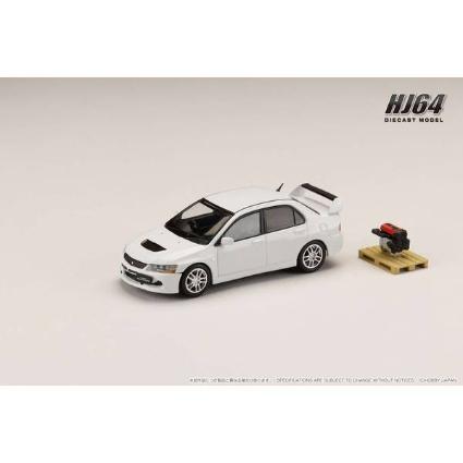 HJ645054W HJ64 1/64 Mitsubishiランサーエボリューション 9 GSR エンジンディスプレイモデル付き ホワイトソリッド