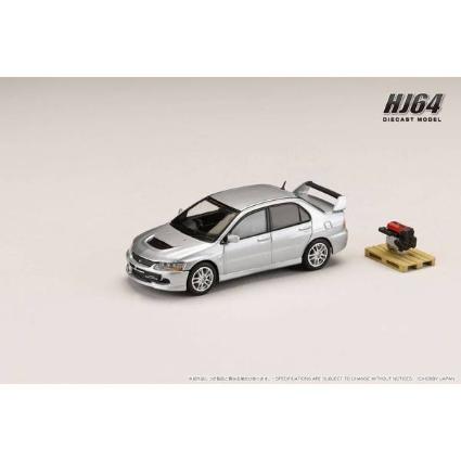 HJ645054S HJ64 1/64 Mitsubishiランサーエボリューション 9 GSR エンジンディスプレイモデル付き クールシルバーメタリック